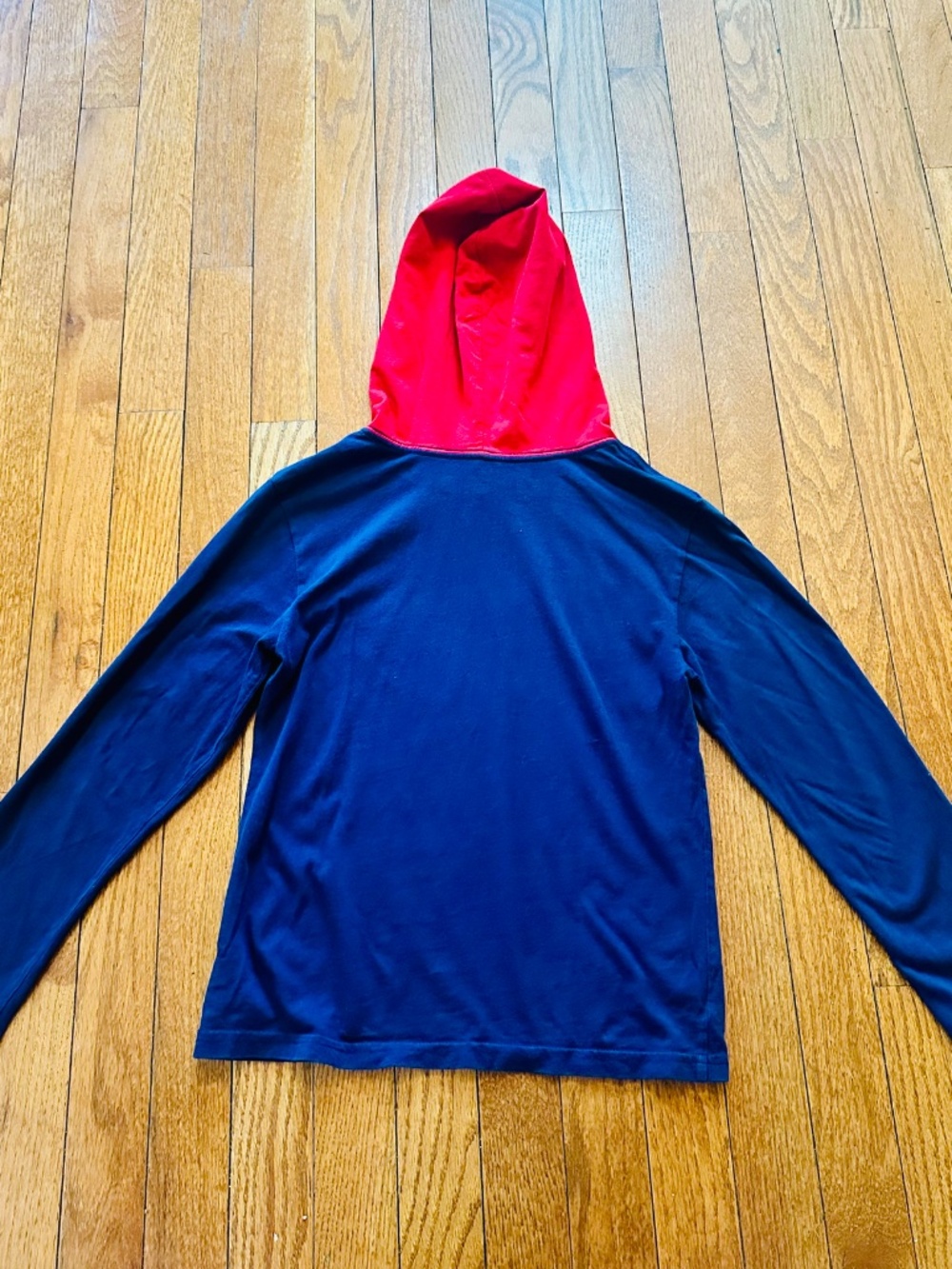 Boys Polo Ralph Lauren Hoodie Long Sleeve Shirt – Navy/Red Hooded Polo – Size 8 - Picture 2 of 3